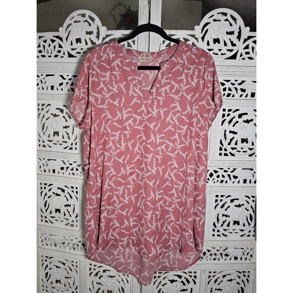 Full Moon Maternity Dress Pink Motif Style Short Sleeve Comfy Casual Size L